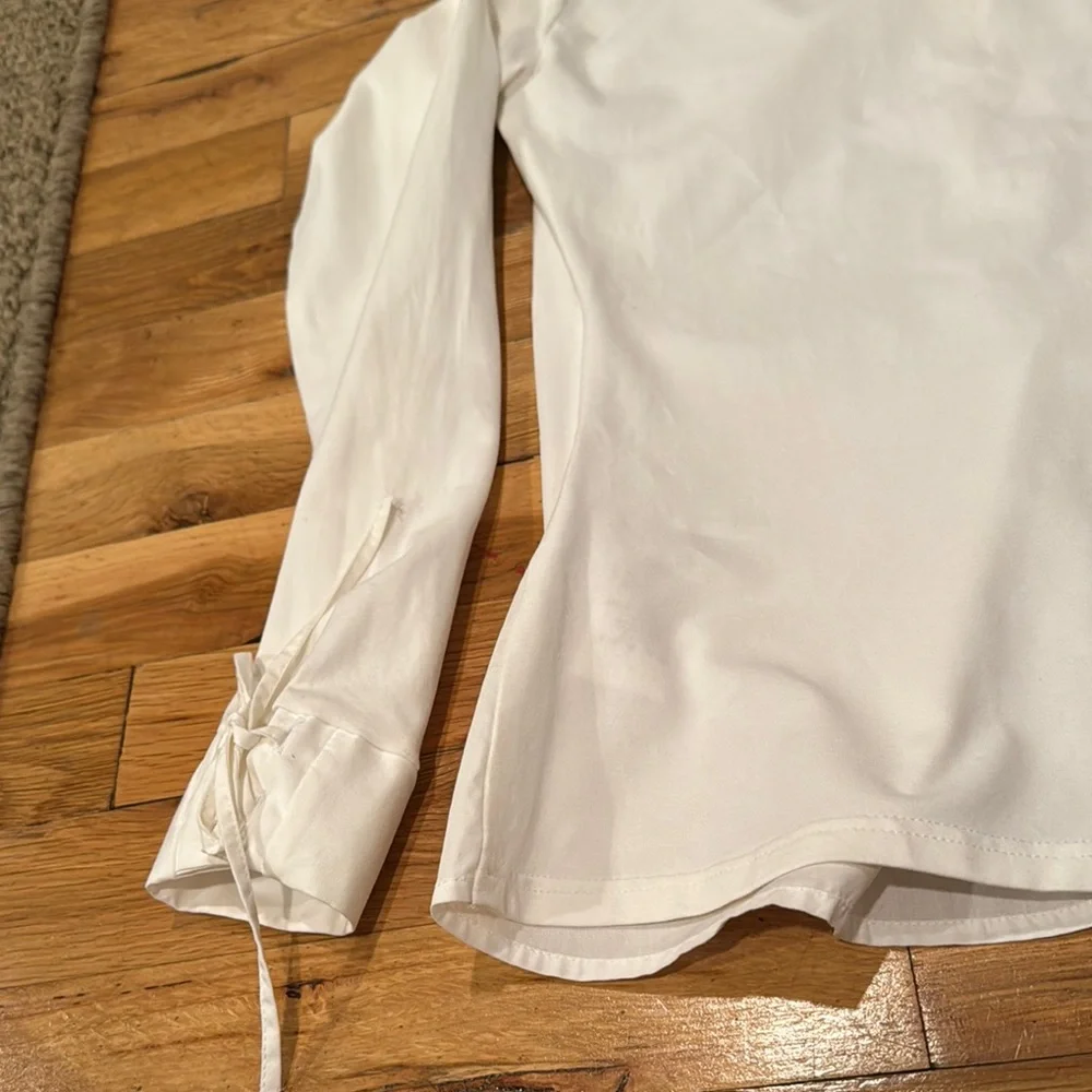 Anne Fontaine White Button Down Shirt with tie up design-no buttons-sz 38=Small - Picture 5 of 8
